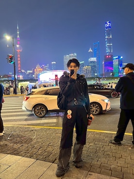 「soerte（ソエルテ）のAssortment buggy half pants / アソートメントバギーハーフパンツ（デニムパンツ）」を使った、カイさん（メンズ・172cm）の冬コーディネート