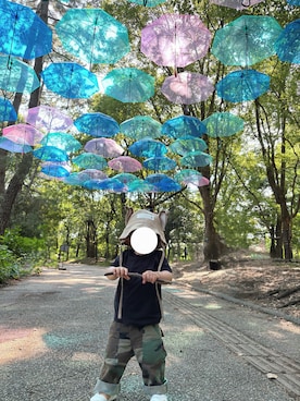 「SHÓMKAのアイテム（ハット、ベージュ系）」を使った、のんのんさん（キッズ・80cm）の冬コーディネート