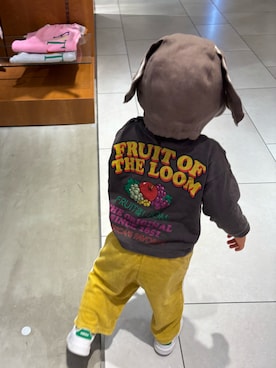 「FRUIT OF THE LOOM（フルーツオブザルーム）のアイテム」を使った、のんのんさん（キッズ・80cm）の春コーディネート