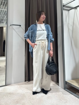 「Jena espace merveilleux(ジェナ エスパスメルヴェイユ)の【ベーシックこそ、上質を選びたい】【秋冬の一軍】上品イージーパンツ(その他パンツ、ホワイト系)」を使った、鈴さん(レディース・158cm)の秋コーディネート