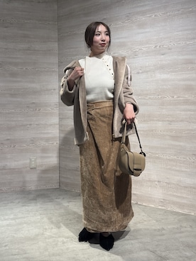 「Jena espace merveilleux(ジェナ エスパスメルヴェイユ)の【インナーにも◎】金ボタンリブニット(ニット/セーター、ホワイト系)」を使った、鈴さん(レディース・158cm)の秋コーディネート