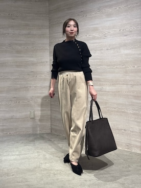 「Jena espace merveilleux(ジェナ エスパスメルヴェイユ)のメルトンイージーパンツ 秋服(その他パンツ、ベージュ系)」を使った、鈴さん(レディース・158cm)の秋コーディネート