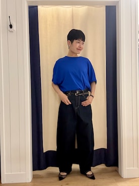 「Dessin（デッサン）の【汗シミ防止/UVカット】ドルマンスリーブ プルオーバー（Tシャツ/カットソー、ブルー系）」を使った、minamikaze373さん（レディース）の夏コーディネート
