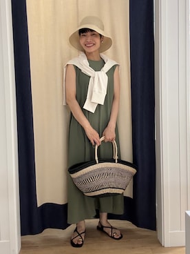 「Dessin（デッサン）の【UVカット/吸水速乾】メッシュワンピース（ワンピース、グリーン系）」を使った、minamikaze373さん（レディース）の夏コーディネート