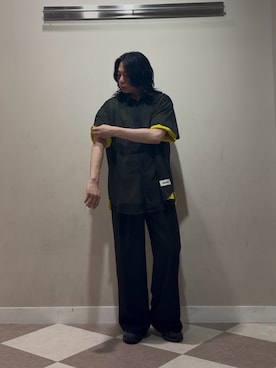 「URBAN RESEARCH（アーバンリサーチ）のblurhmsROOTSTOCK　Thermal Over-Neck（Tシャツ/カットソー、イエロー系）」を使った、Kaiさん（メンズ・169cm）の夏コーディネート