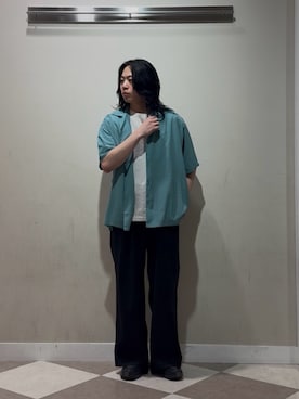 「SENSE OF PLACE by URBAN RESEARCH（センスオブプレイスバイアーバンリサーチ）のシアーヨウリュウオープンカラーシャツ（シャツ/ブラウス、グリーン系）」を使った、Kaiさん（メンズ・169cm）の夏コーディネート