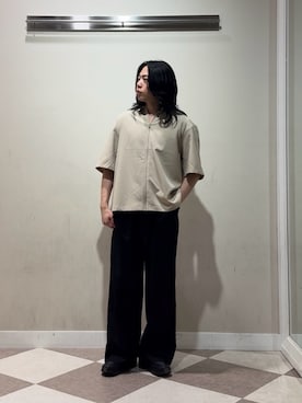 「ITEMS URBANRESEARCH（アイテムズ アーバンリサーチ）の2WAYストレッチ半袖ジップアップシャツ（シャツ/ブラウス、ベージュ系）」を使った、Kaiさん（メンズ・169cm）の夏コーディネート