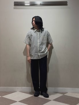 「URBAN RESEARCH Sonny Label（アーバンリサーチサニーレーベル）のインドコットンストライプシャツ（シャツ/ブラウス、ホワイト系）」を使った、Kaiさん（メンズ・169cm）の夏コーディネート