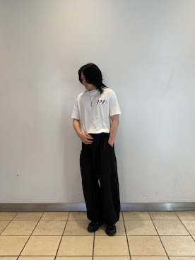 「SMELLY（スメリー）のステンレススクエアバーチェーンネックレス（ネックレス、シルバー系）」を使った、Kaiさん（メンズ・169cm）の夏コーディネート