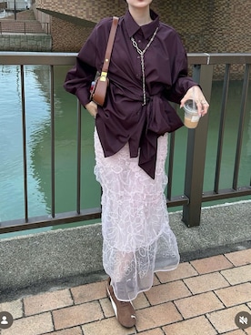 「アイテム（トップス、レッド系）」を使った、maiさん（レディース・154cm）の夏コーディネート