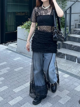 「PRANK PROJECT（プランクプロジェクト）のアイテム（トップス）」を使った、maiさん（レディース・154cm）の夏コーディネート