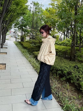 「SallyLunn（サリーラン）の【mai×SallyLunn】着こなしの幅が広がる！ペチコート付きレーススカート（スカート、ホワイト系）」を使った、maiさん（レディース・154cm）の秋コーディネート