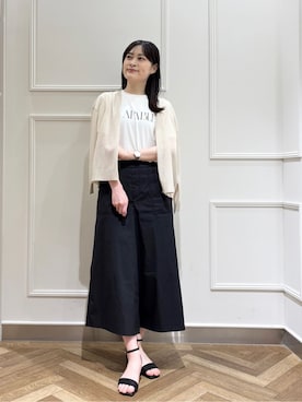 「SHOO・LA・RUE（シューラルー）の【洗える/S-LL】ナチュラル感が上品 サッと羽織れるカーディガン（カーディガン/ボレロ、ベージュ系）」を使った、バタコさんの夏コーディネート