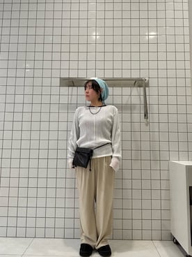 「SENSE OF PLACE by URBAN RESEARCH(センスオブプレイスバイアーバンリサーチ)のスラブシアープリーツトップ(Tシャツ/カットソー、ホワイト系)」を使った、fyueeさん(レディース・157cm)の春コーディネート