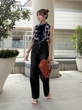 「NATURAL BEAUTY BASIC（ナチュラルビューティーベーシック）のアイテム（ボストンバッグ）」を使った、miyu🌷さん（レディース・160cm）の夏コーディネート