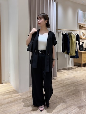 「PAPILLONNER（パピヨネ）のステンレスメタルチョーカー（ネックレス、シルバー系）」を使った、ayaさん（レディース・160cm）の夏コーディネート