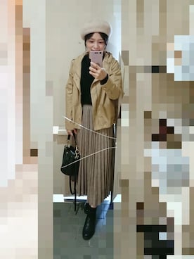 「巾着バッグ」｜「アイテム（マウンテンパーカー）」を使った、ayumiiさん（レディース・154cm）の秋コーディネート