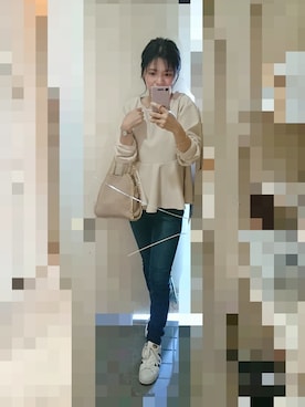 「ぺプラムトップス」｜「アイテム（腕時計）」を使った、ayumiiさん（レディース・154cm）の秋コーディネート