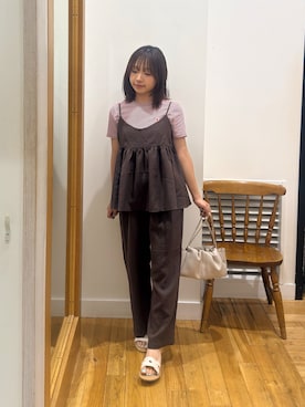 「URBAN RESEARCH DOORS（アーバンリサーチドアーズ）のカッティングサンダル | フラットサンダル/大人カジュアル/夏/ぺたんこ/カットワーク（サンダル、ホワイト系）」を使った、Miaさん（レディース・153cm）の夏コーディネート