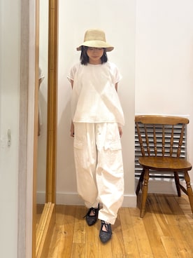 「URBAN RESEARCH DOORS（アーバンリサーチドアーズ）のラフィアハット（ハット、ベージュ系）」を使った、Miaさん（レディース・153cm）の夏コーディネート