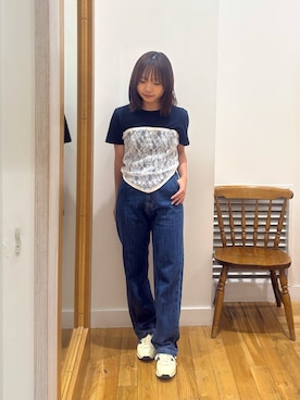 「URBAN RESEARCH DOORS（アーバンリサーチドアーズ）のデニムワイドパンツ（デニムパンツ、ブルー系）」を使った、Miaさん（レディース・153cm）の夏コーディネート