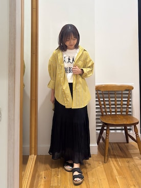 「URBAN RESEARCH DOORS（アーバンリサーチドアーズ）の『速乾/イージーケア/UVカット』『UR TECH』Aircareリングドットシャツ（シャツ/ブラウス、イエロー系）」を使った、Miaさん（レディース・153cm）の夏コーディネート
