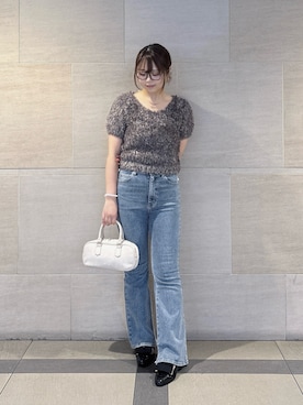 「PROPORTION BODY DRESSING(プロポーションボディドレッシング)のラメフェザーニット / 1216270806(ニット/セーター、グレー系)」を使った、165cmpbdさん(レディース・165cm)の秋コーディネート