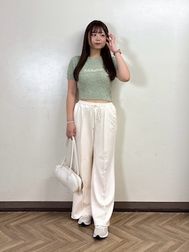 「PROPORTION BODY DRESSING（プロポーションボディドレッシング）の＜ａ＞カットイージーパンツ / 1216239805（その他パンツ、ホワイト系）」を使った、165cmpbdさん（レディース・165cm）の夏コーディネート