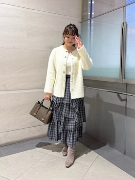 「PROPORTION BODY DRESSING(プロポーションボディドレッシング)のチェック柄ティアードスカート / 1216220905(スカート、ブラック系)」を使った、165cmpbdさん(レディース・165cm)の秋コーディネート