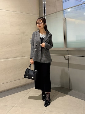 「PROPORTION BODY DRESSING(プロポーションボディドレッシング)のダブルブレストジャケット / 1216250002(テーラードジャケット、ブラック系)」を使った、165cmpbdさん(レディース・165cm)の秋コーディネート