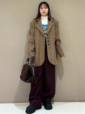 「アイテム（バンダナ/スカーフ）」を使った、ゆみこさん（レディース・152cm）の冬コーディネート