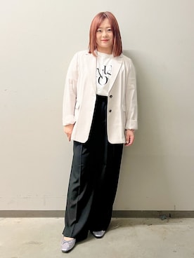 「OPAQUE.CLIP（オペークドットクリップ）のアイテム（パンツ）」を使った、なかさん（レディース・155cm）の春コーディネート