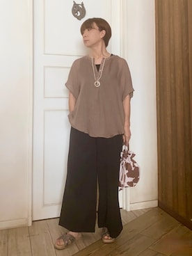 「アイテム（ネックレス、ベージュ系）」を使った、WAさん（レディース・158cm）の夏コーディネート