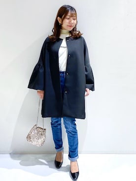 「アイテム（ショルダーバッグ、ゴールド系）」を使った、ちぃさん（レディース・147cm）の冬コーディネート