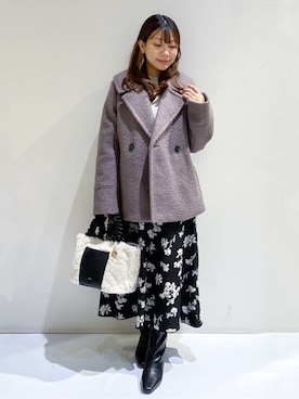 「アイテム（ピーコート、ブラウン系）」を使った、ちぃさん（レディース・147cm）の秋コーディネート