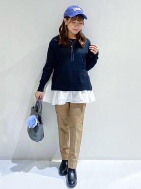 「アイテム（チャーム、ブルー系）」を使った、ちぃさん（レディース・147cm）の秋コーディネート
