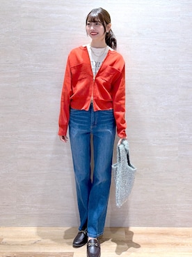 「アイテム（ハンドバッグ、シルバー系）」を使った、Hinaさん（レディース・160cm）の秋コーディネート