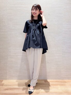 「OPAQUE.CLIP（オペークドットクリップ）の◆ペプラムドッキングカットソー【洗濯機洗い可】（Tシャツ/カットソー）」を使った、Hinaさん（レディース・160cm）の春コーディネート