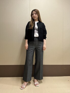 「UNTITLED（アンタイトル）の【古畑星夏さん着用/洗える】シアーブルゾン（ブルゾン、ブラック系）」を使った、rimaさん（レディース・158cm）の夏コーディネート