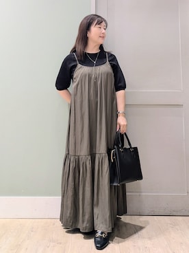 「アイテム（ワンピース/ドレス、グリーン系）」を使った、チグ♪さん（レディース・151cm）の秋コーディネート
