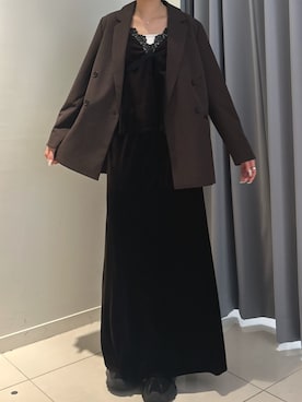 「KBF（ケイビーエフ）のアイテム（セットアップ）」を使った、manaiさん（レディース・164cm）の秋コーディネート