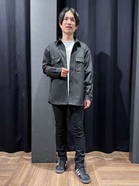 「THE SHOP TK （ザ ショップ ティーケー ）のFLEX LINE  カバーオール　ストレッチ/防シワ/マシンウォッシャブル/セットアップ可（シャツ/ブラウス、ブラック系）」を使った、tomoyaさん（メンズ・165cm）の春コーディネート