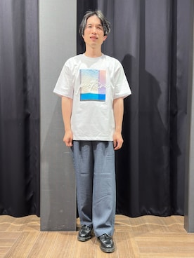 「THE SHOP TK （ザ ショップ ティーケー ）のコード刺繍 半袖Tシャツ 洗濯機OK（Tシャツ/カットソー、ホワイト系）」を使った、tomoyaさん（メンズ・165cm）の春コーディネート