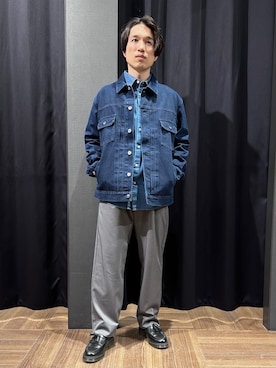「THE SHOP TK （ザ ショップ ティーケー ）の【大人にも取り入れやすい】デニムジャケット セットアップ可/洗濯機OK（ブルゾン、ブルー系）」を使った、tomoyaさん（メンズ・165cm）の春コーディネート