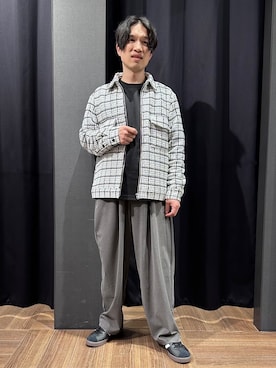 「THE SHOP TK （ザ ショップ ティーケー ）の【カジュアルに上品さをプラス】変わり織ツイードブルゾン　洗濯機OK（ブルゾン、ホワイト系）」を使った、tomoyaさん（メンズ・165cm）の春コーディネート