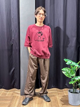 「PEANUTS（ピーナッツ）のアイテム（トップス）」を使った、tomoyaさん（メンズ・165cm）の秋コーディネート