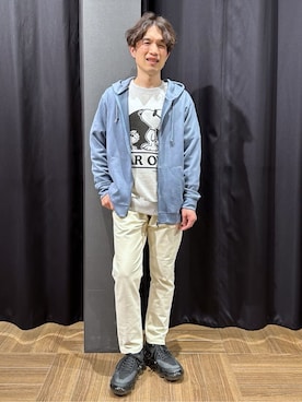 「PEANUTS（ピーナッツ）のアイテム」を使った、tomoyaさん（メンズ・165cm）の冬コーディネート