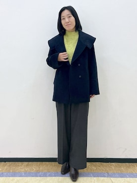 「アイテム（チェスターコート、ブルー系）」を使った、su.さん（レディース・162cm）の秋コーディネート