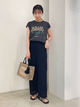 「Lee（リー）のアイテム（Tシャツ/カットソー）」を使った、kanakoさん（レディース・163cm）の夏コーディネート