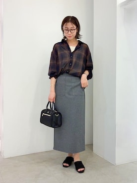 「grove（グローブ）の【透けにくい】ダブルフロントタンク（Tシャツ/カットソー、ホワイト系）」を使った、kanakoさん（レディース・163cm）の夏コーディネート